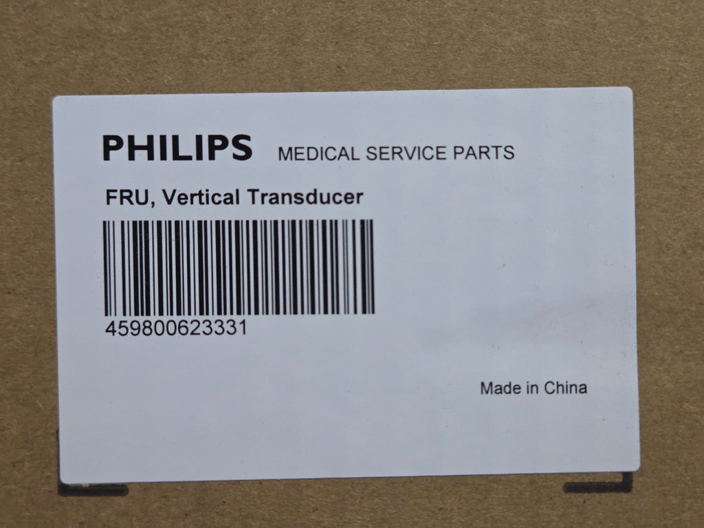 Original Philips packaging label for FRU, Vertical Transducer, part 459800623331