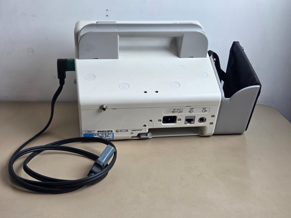 Philips HeartStart XL+ rear ports and mains connection