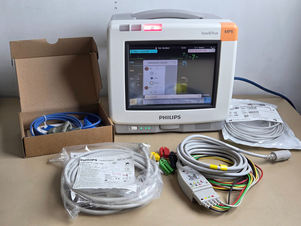 Philips IntelliVue MP5 M8105A patient monitor with included accessories