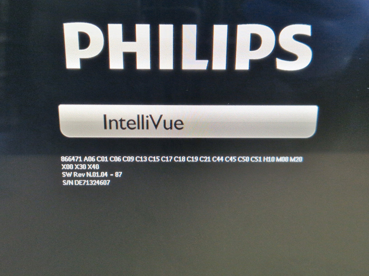 Philips IntelliVue MX750 boot screen showing model software information