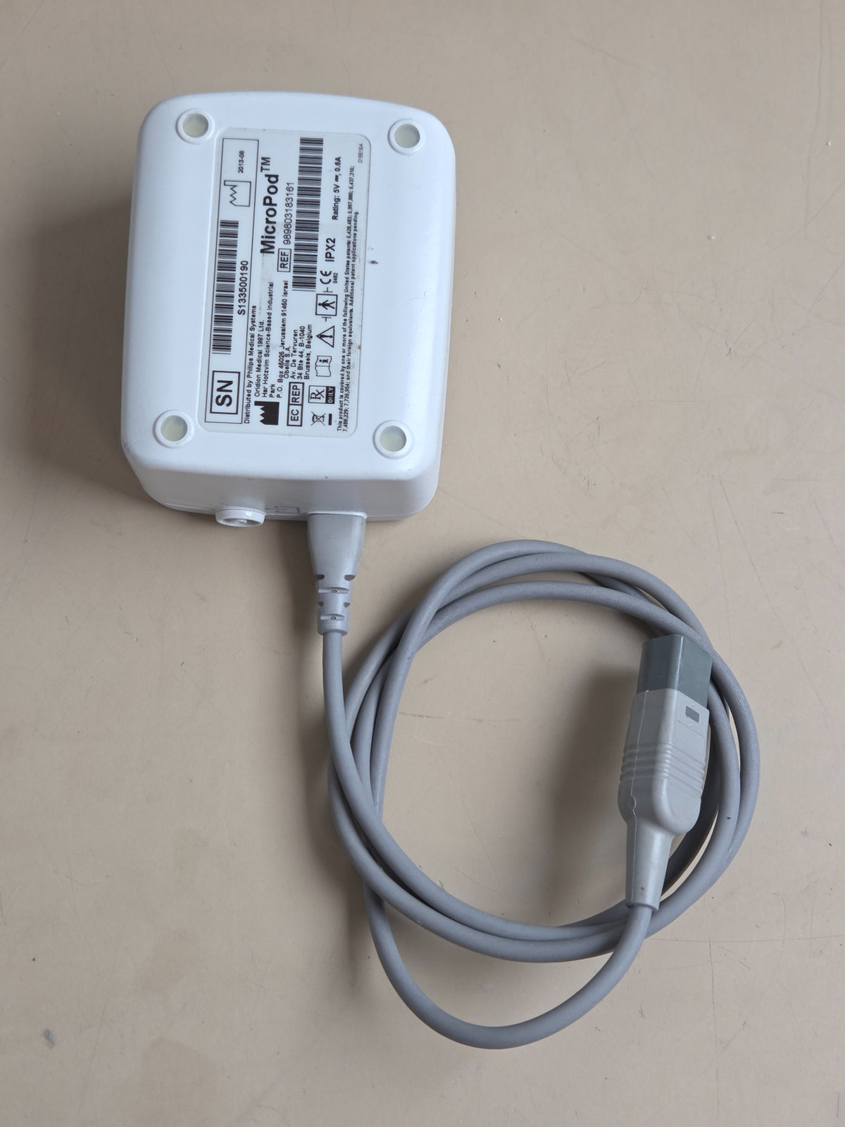 Philips MicroPod EtCO2 module underside label and cable