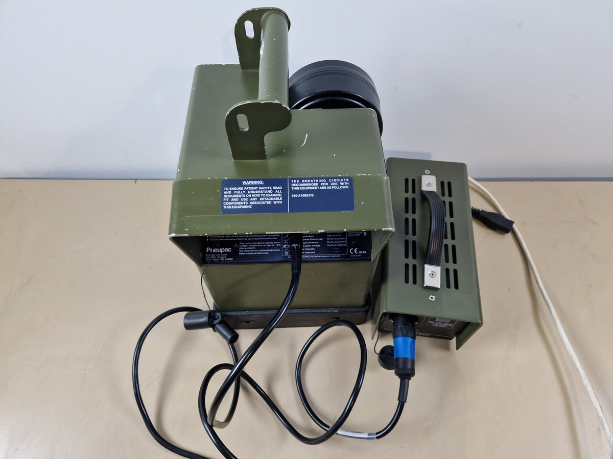 Pneupac compPAC 200 ventilator and PS12 charger top view