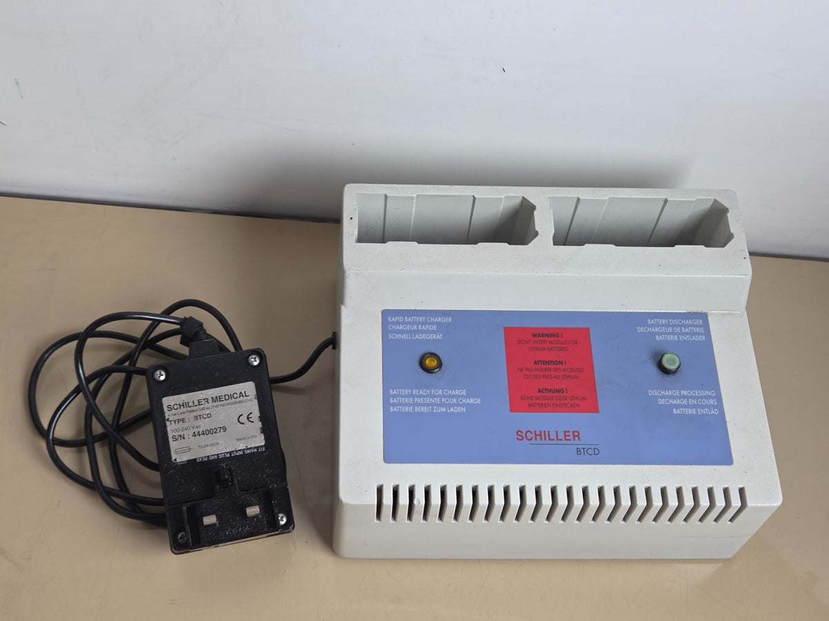 Schiller BTCD two-slot battery charger with mains adapter