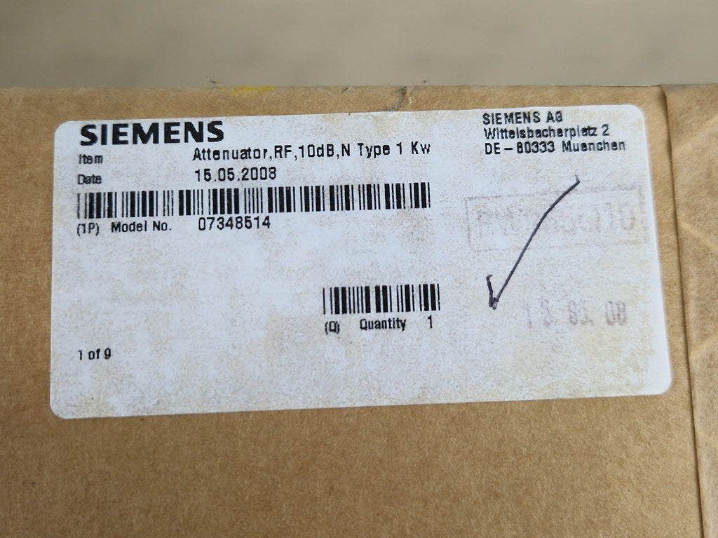 Siemens 07348514 Attenuator RF 10dB N Type 1kW label
