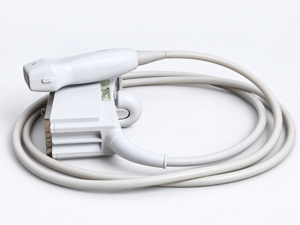 Siemens ACUSON 9L4 ultrasound probe and connector with coiled cable