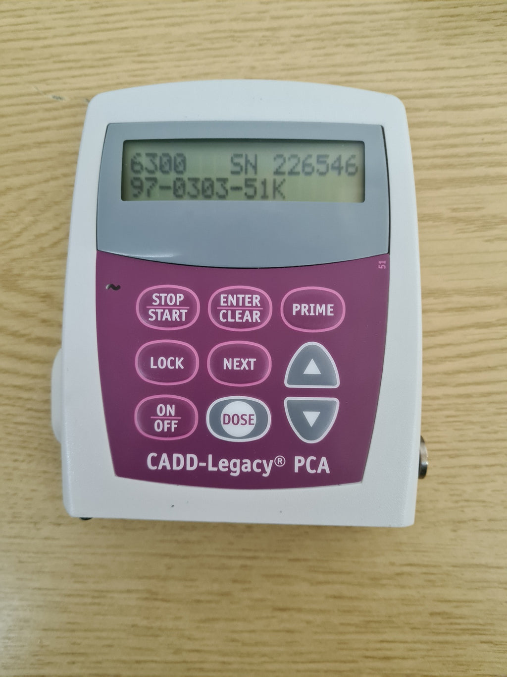 Smiths Medical CADD-Legacy PCA Model 6300 ambulatory infusion pump front powered on