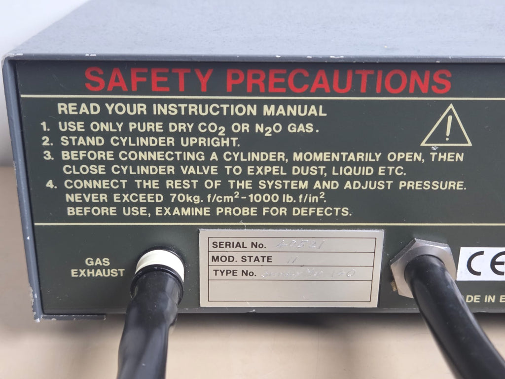 Spembly Medical 140 Cryo Unit rear safety label and identification plate