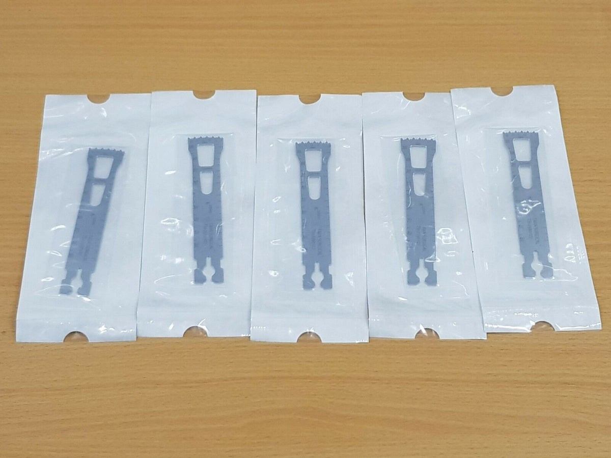 Five individually packed Stryker surgical saw blades