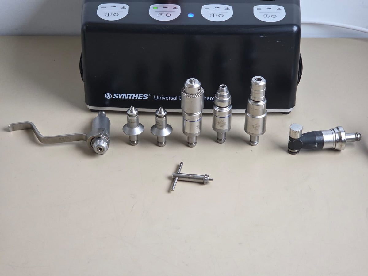 Synthes Colibri surgical drill attachments including quick couplings, chuck, K-wire and saw attachment
