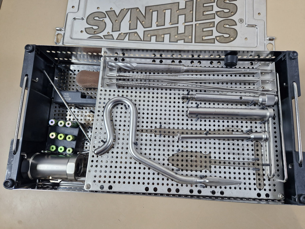 Synthes Titanium Femoral Nail instrument set with two sterilisation trays