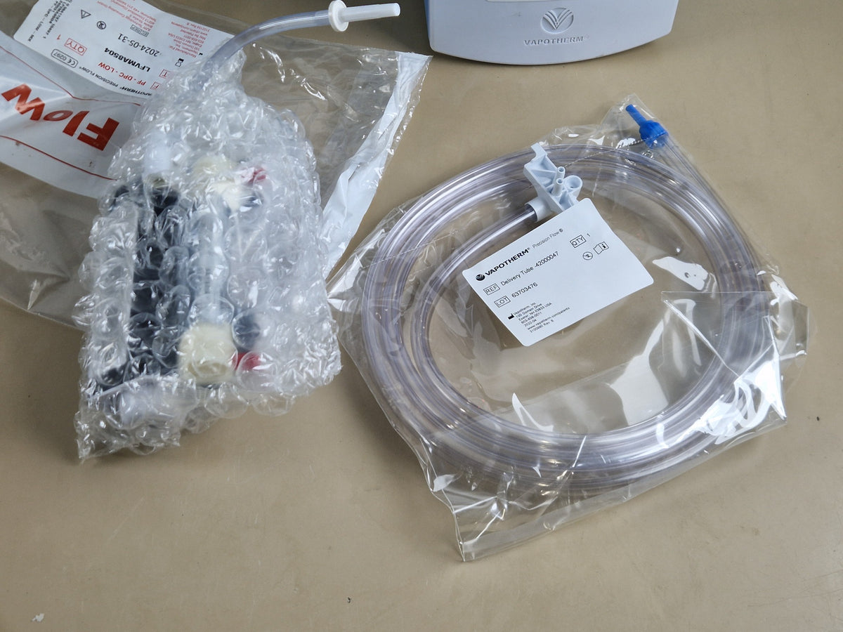 Vapotherm Precision Flow accessories including delivery tube and disposable patient circuit