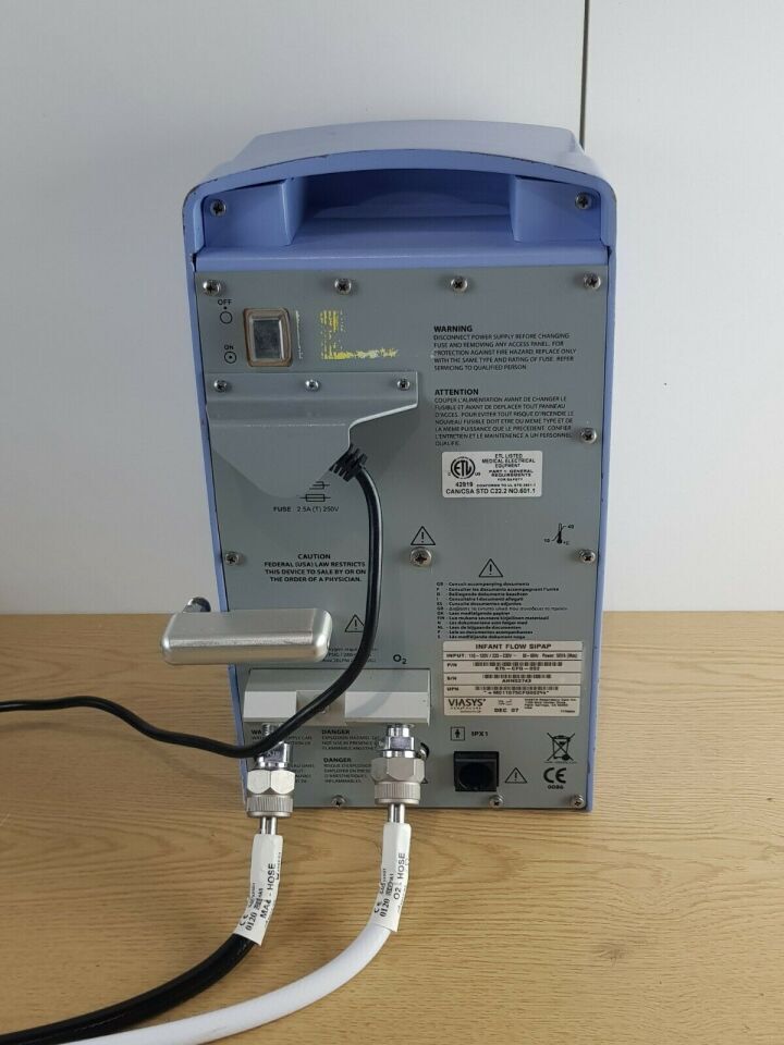 Viasys Infant Flow SiPAP ventilator with air and O2 hose