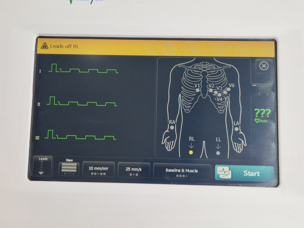 Welch Allyn CP150 12-lead ECG machine with patient lead cable powered on