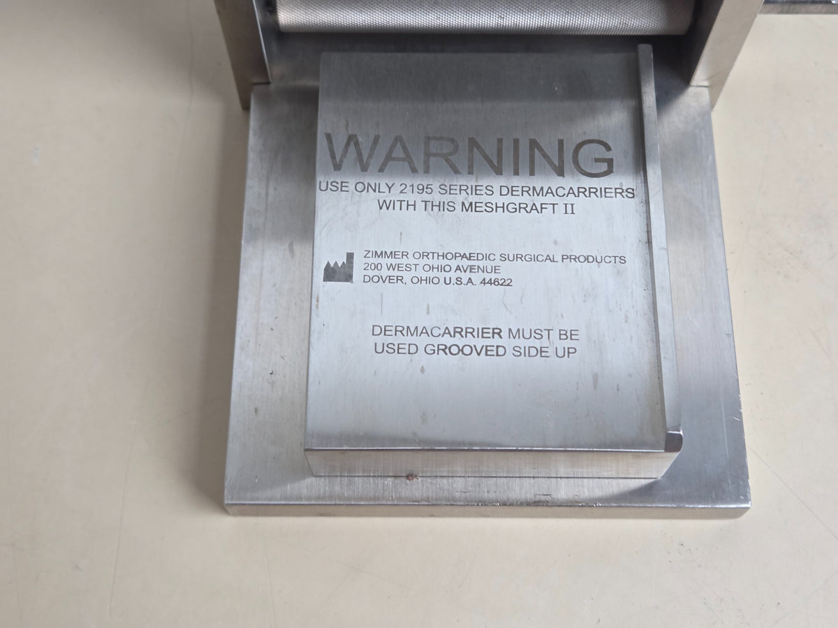 Zimmer Meshgraft II warning and Dermacarrier guidance plate