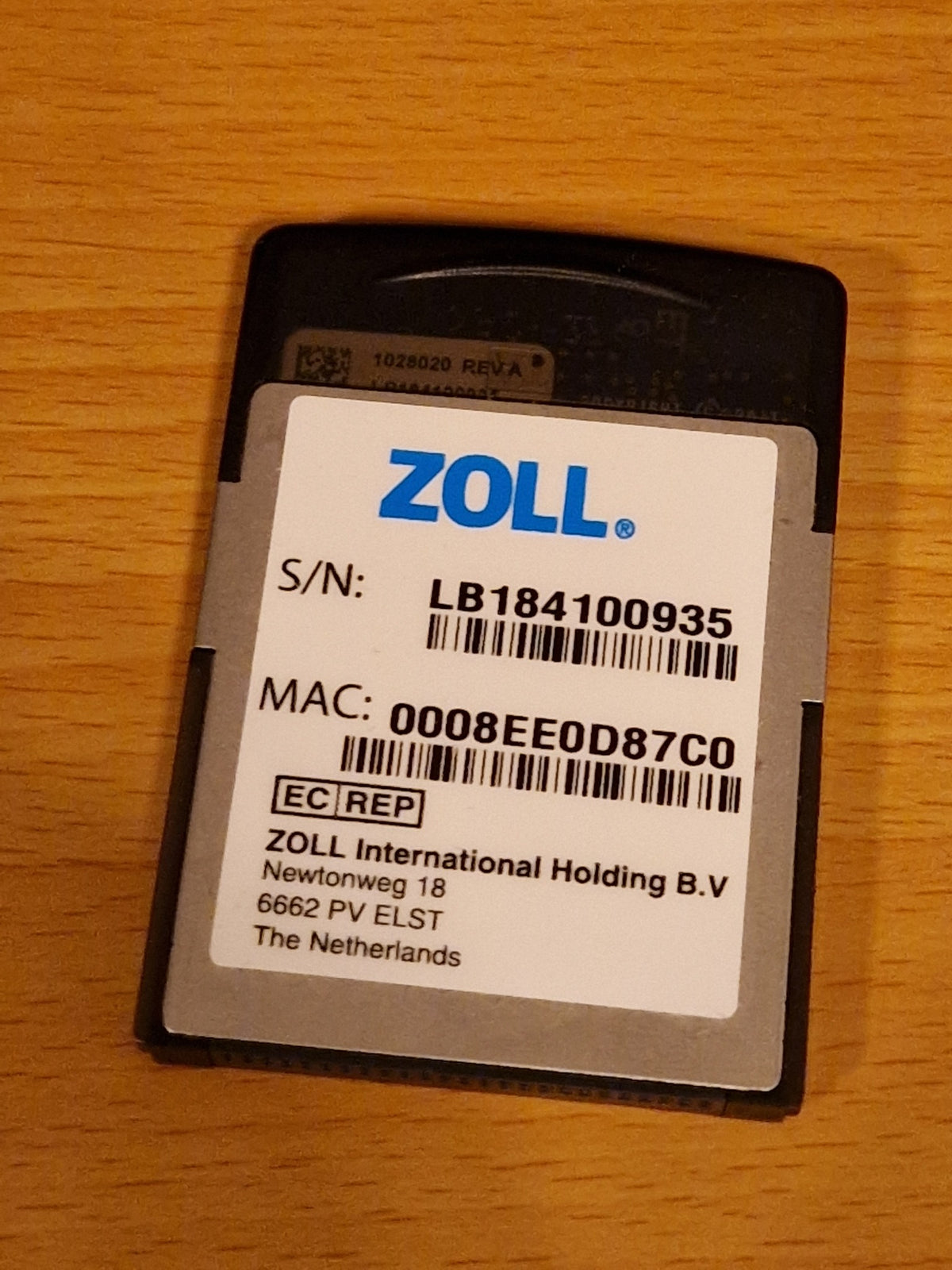 ZOLL R Series DATA COMM II Z-RS-DC002 rear serial and MAC label